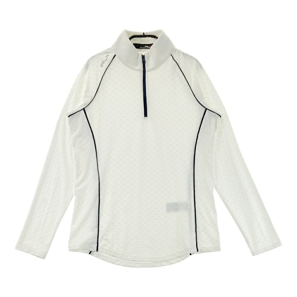 RLX ラルフローレン ハーフジップ長袖Tシャツ ドット柄 ホワイト系 S 【中古】ゴルフウェア レディース