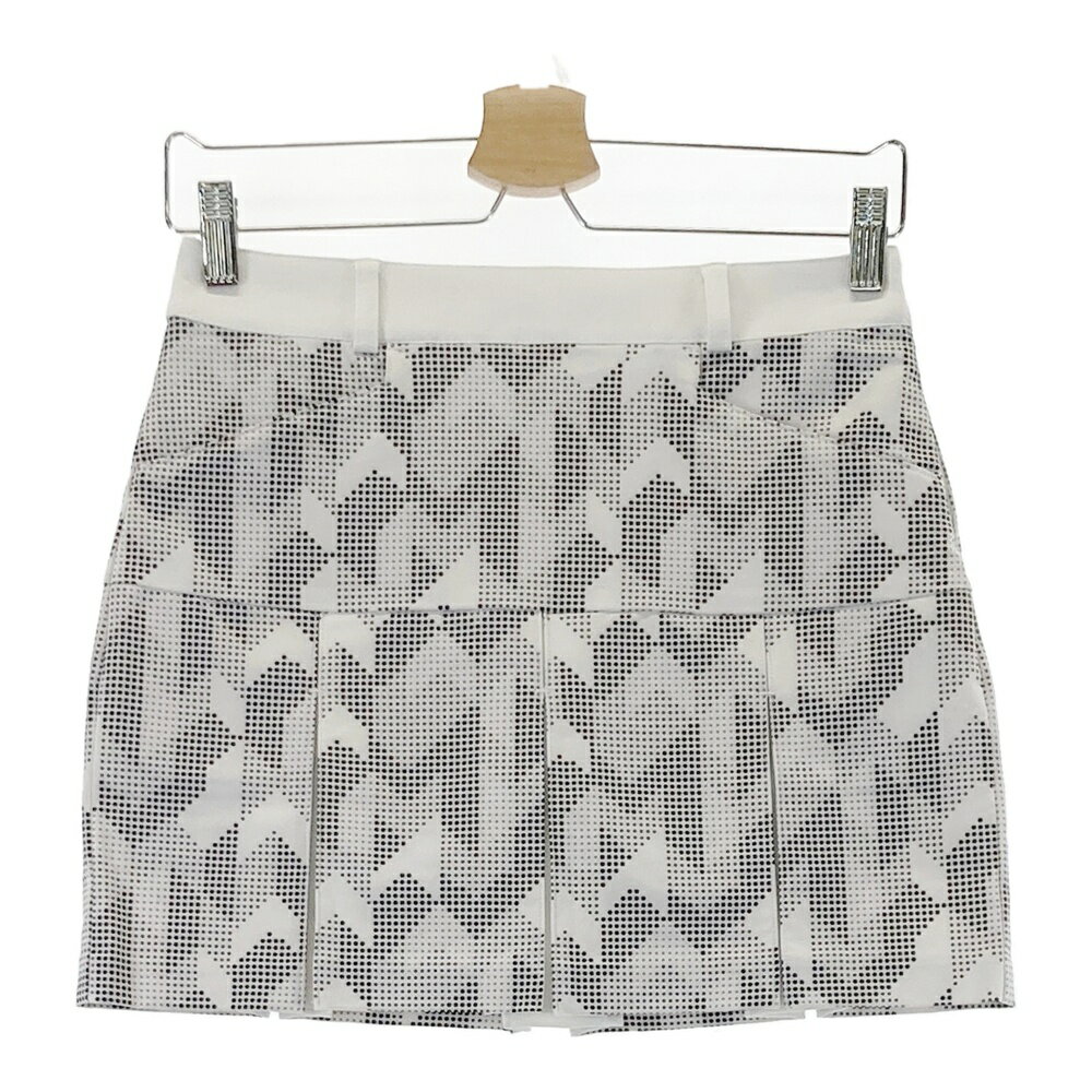 TAYLOR MADE テーラーメイド インナー付ストレッチ プリーツスカート 総柄 ホワイト系 XS 【中古】ゴルフウェア レディース