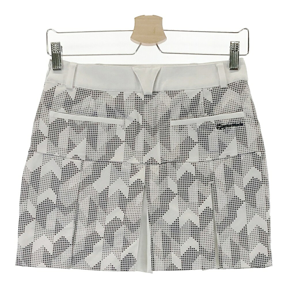 TAYLOR MADE テーラーメイド インナー付ストレッチ プリーツスカート 総柄 ホワイト系 XS 【中古】ゴルフウェア レディース