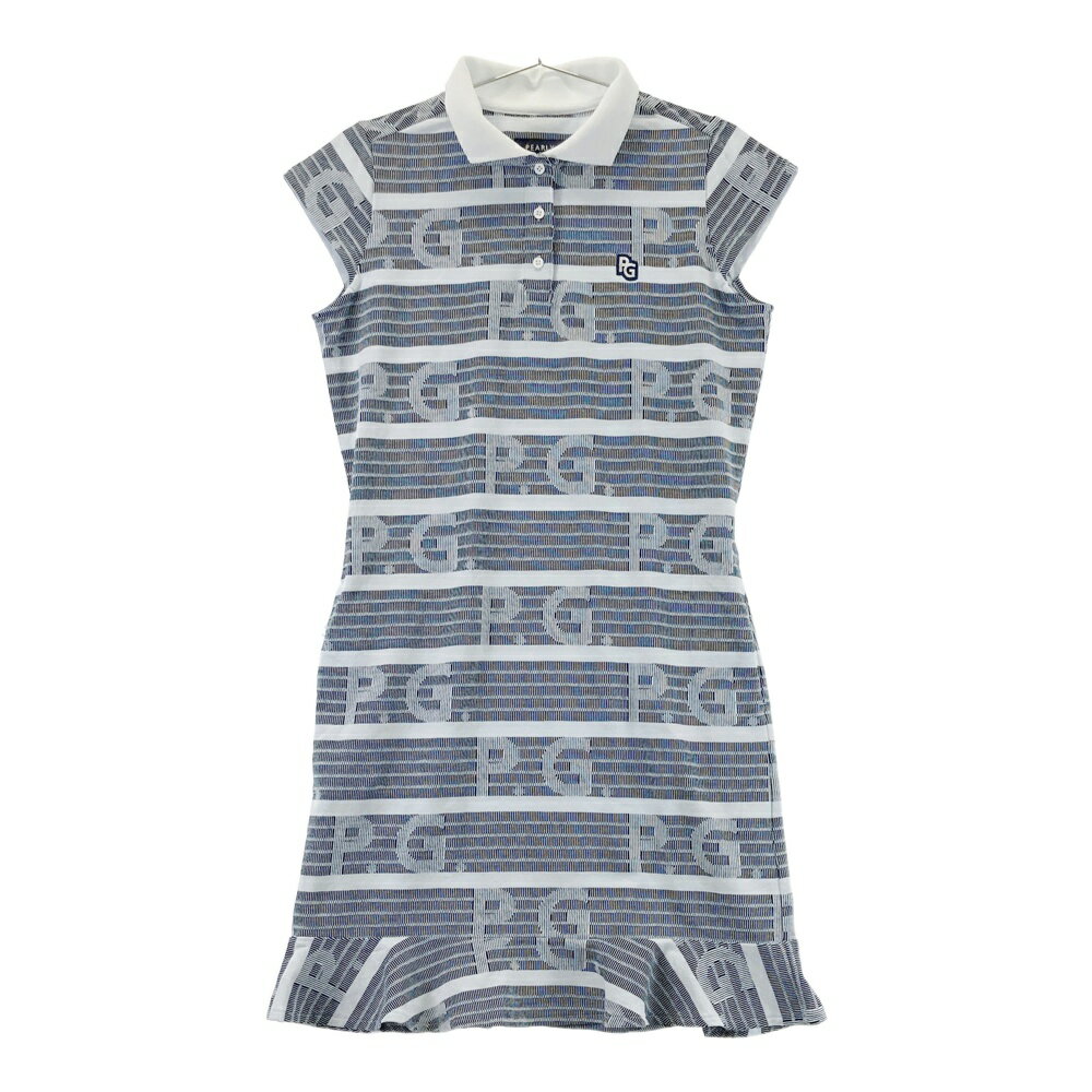 PEARLY GATES パーリーゲイツ 半袖ワンピース ロゴ ボーダー総柄 ネイビー系 0 【中古】ゴルフウェア レディース