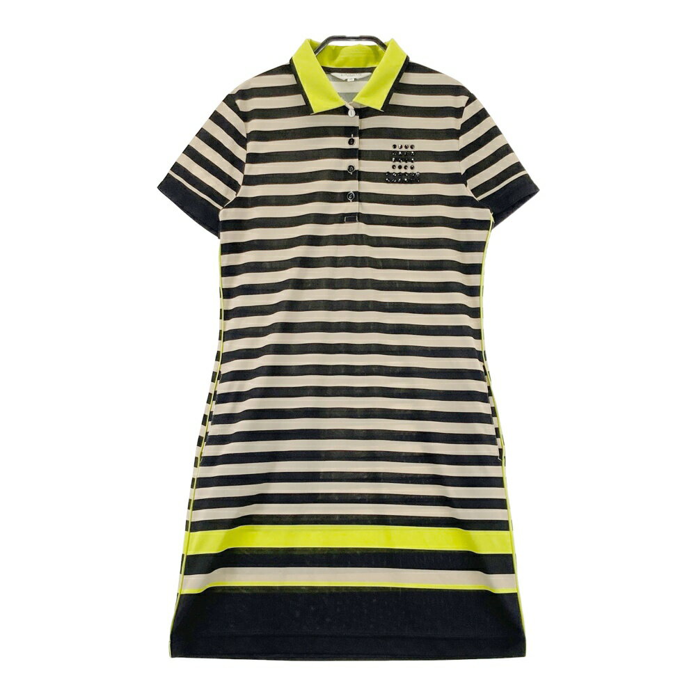 LANVIN SPORT ランバン スポール 半袖ワンピース ボーダー柄 ベージュ系 38 【中古】ゴルフウェア レディース