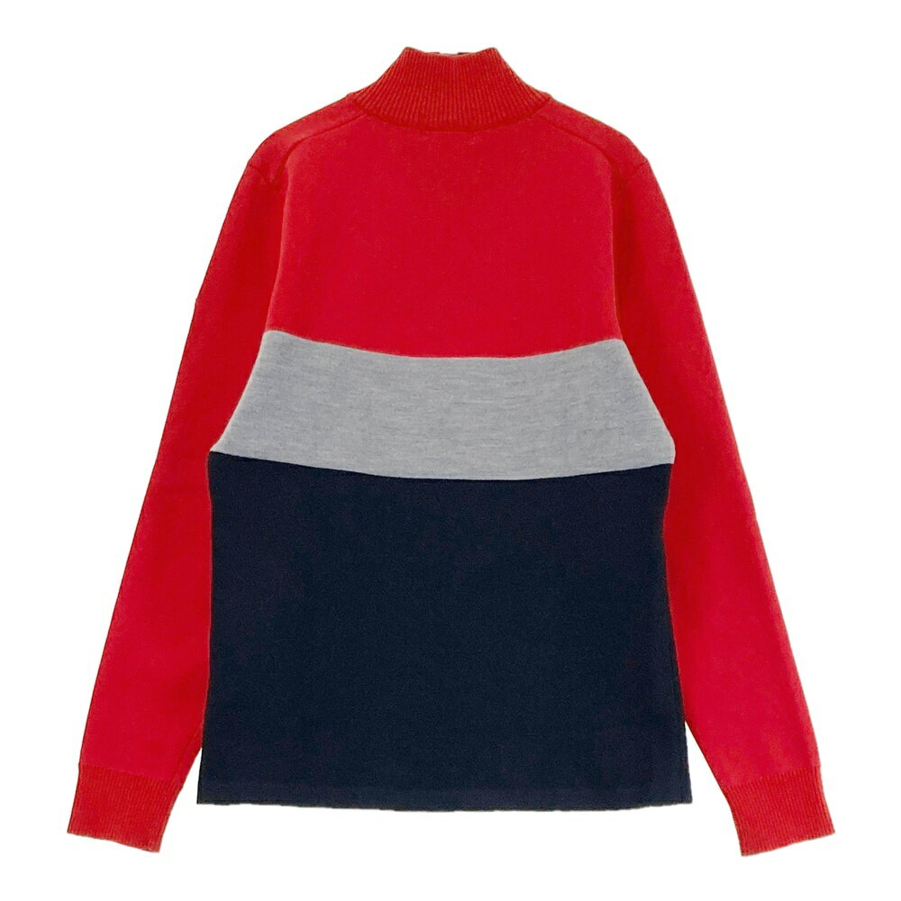 DESCENTE GOLF デサントゴルフ ハーフジップ 長袖ニットセーター ウール混 レッド系 M 【中古】ゴルフウェア レディース