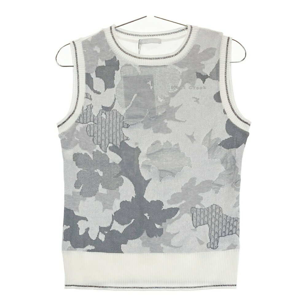 HEAL CREEK ヒールクリーク 002-13270 ニットベスト 総柄 グレー系 40 【中古】ゴルフウェア レディース