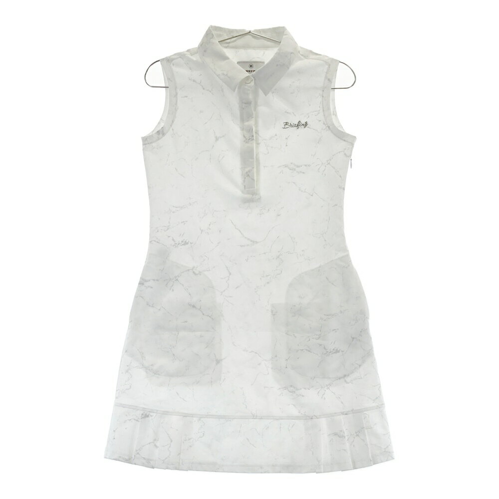 BRIEFING GOLF ブリーフィング 2023年 ノースリーブワンピース 裾プリーツ 総柄 ホワイト系 S 【中古】ゴルフウェア レディース