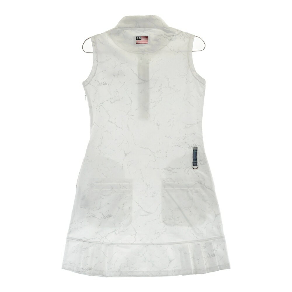 BRIEFING GOLF ブリーフィング 2023年 ノースリーブワンピース 裾プリーツ 総柄 ホワイト系 S 【中古】ゴルフウェア レディース