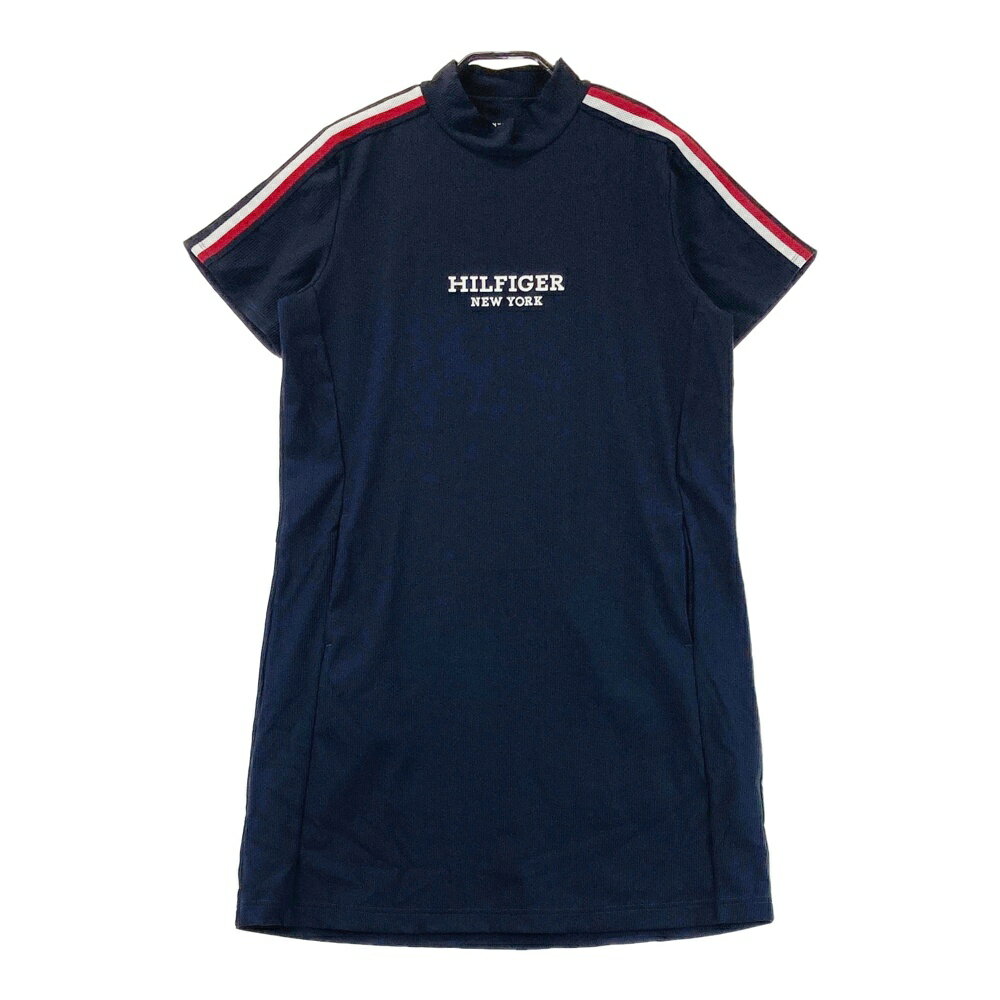TOMMY HILFIGER GOLF トミー ヒルフィガーゴルフ ハイネック 半袖ワンピース ネイビー系 L 【中古】ゴルフウェア レディース