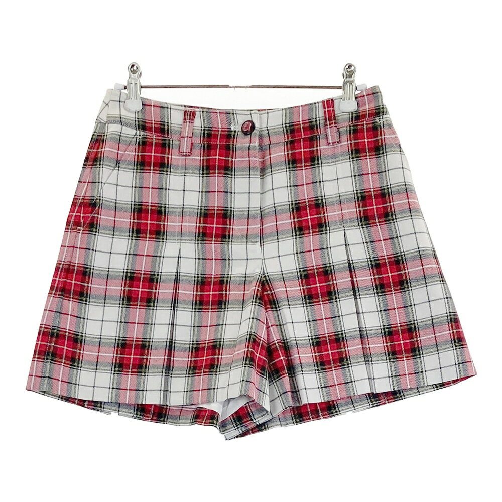 ARCHIVIO アルチビオ 裏地付 キュロットパンツ チェック柄 レッド系 38 【中古】ゴルフウェア レディース