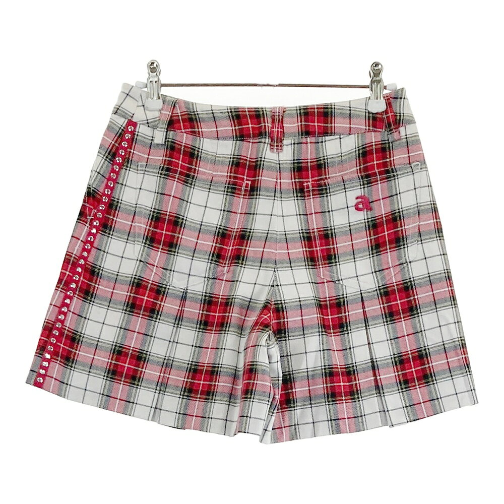 ARCHIVIO アルチビオ 裏地付 キュロットパンツ チェック柄 レッド系 38 【中古】ゴルフウェア レディース
