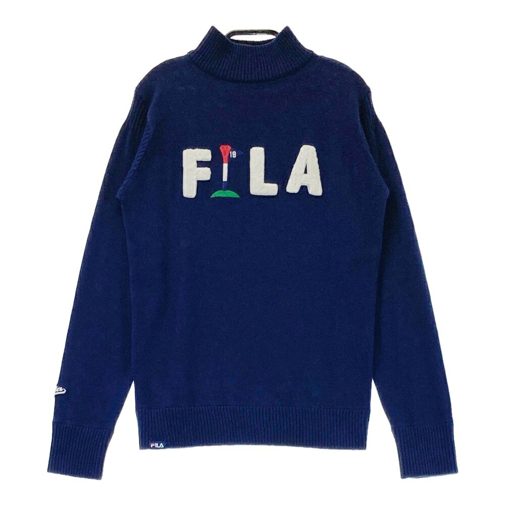 FILA GOLF フィラゴルフ ウール混 ハイネック ニットセーター ネイビー系 M 【中古】ゴルフウェア レデ..