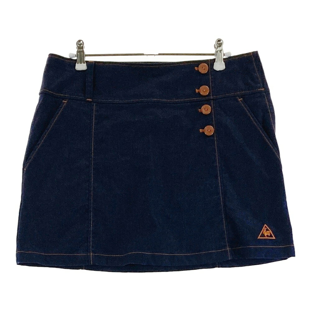 LE COQ GOLF ルコックゴルフ デニムスカート ネコ刺繍 ネイビー系 11 【中古】ゴルフウェア レディース