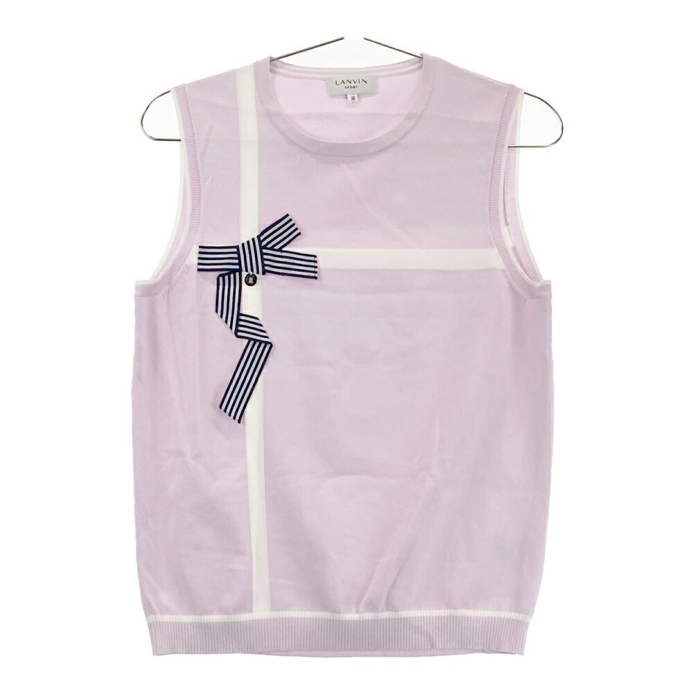 LANVIN SPORT ランバン スポール ニットベスト リボン ピンク系 38 【中古】ゴルフウェア レディース