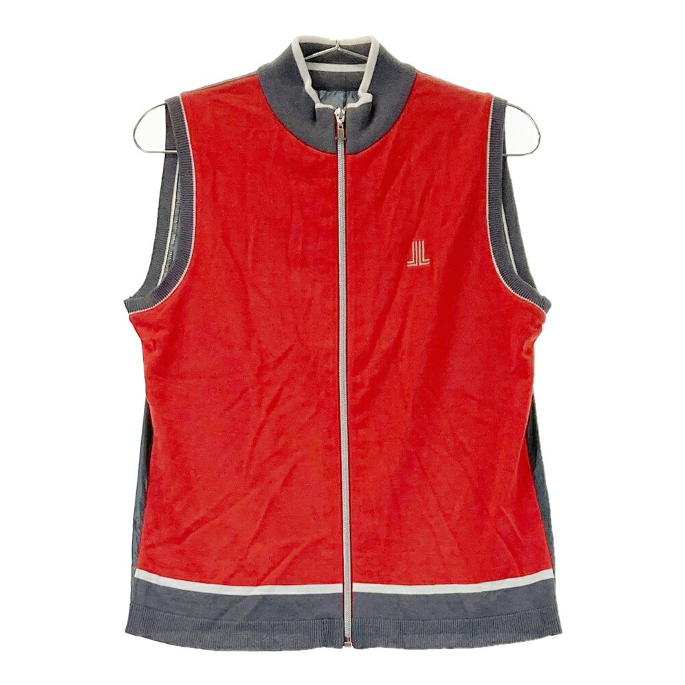 LANVIN SPORT ランバン スポール ナイロン切替 ニット ジップベスト オレンジ系 38 【中古】ゴルフウェア レディース