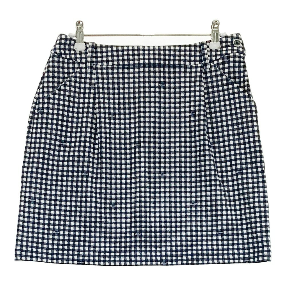 ADABAT アダバット ストレッチスカート ギンガムチェック柄 ネイビー系 38 【中古】ゴルフウェア レデ..