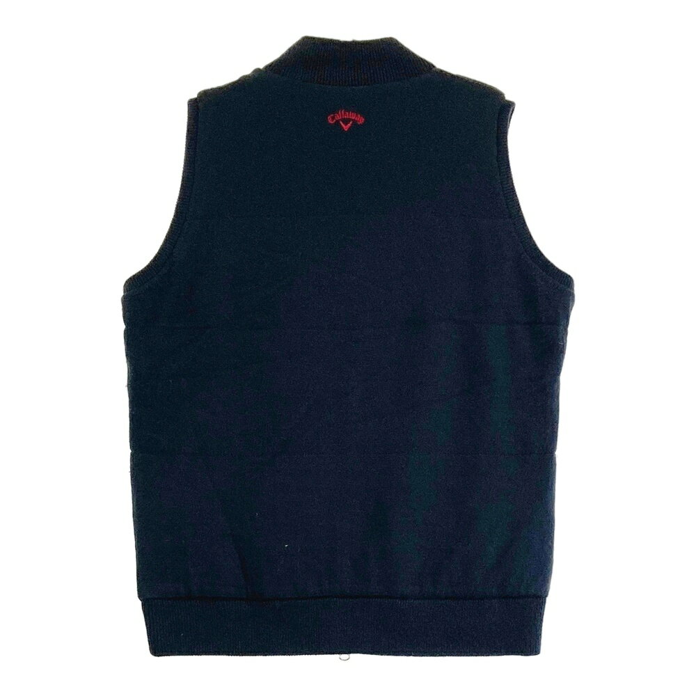 CALLAWAY キャロウェイ 中綿 ニット ジップベスト 総柄 ネイビー系 L 【中古】ゴルフウェア レディース