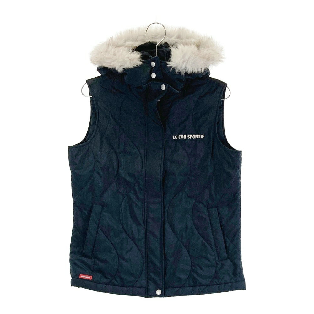 LE COQ GOLF ルコックゴルフ 2WAYフード付 中綿ベスト ブラック系 M 【中古】ゴルフウェア レディース