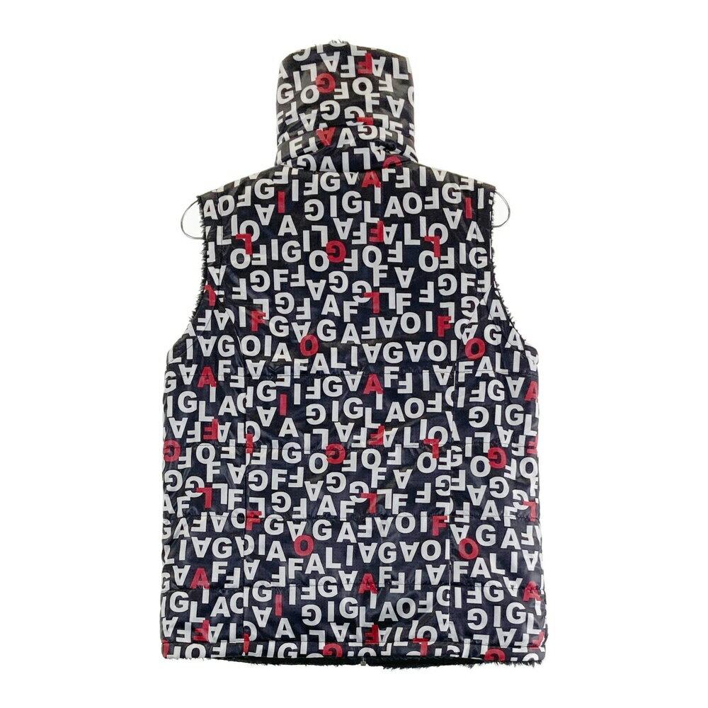 FILA GOLF フィラゴルフ リバーシブル 中綿 ボアフリース切替ベスト 総柄 ブラック系 M 【中古】ゴルフウェア レディース