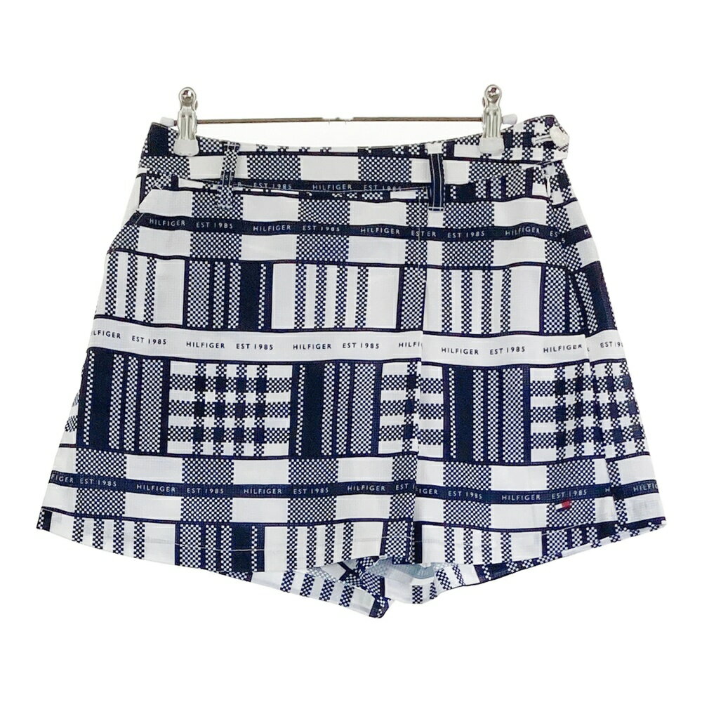 TOMMY HILFIGER GOLF トミー ヒルフィガーゴルフ ; キュロットスカート 総柄 ネイビー系 M 【中古】ゴルフウェア レディース