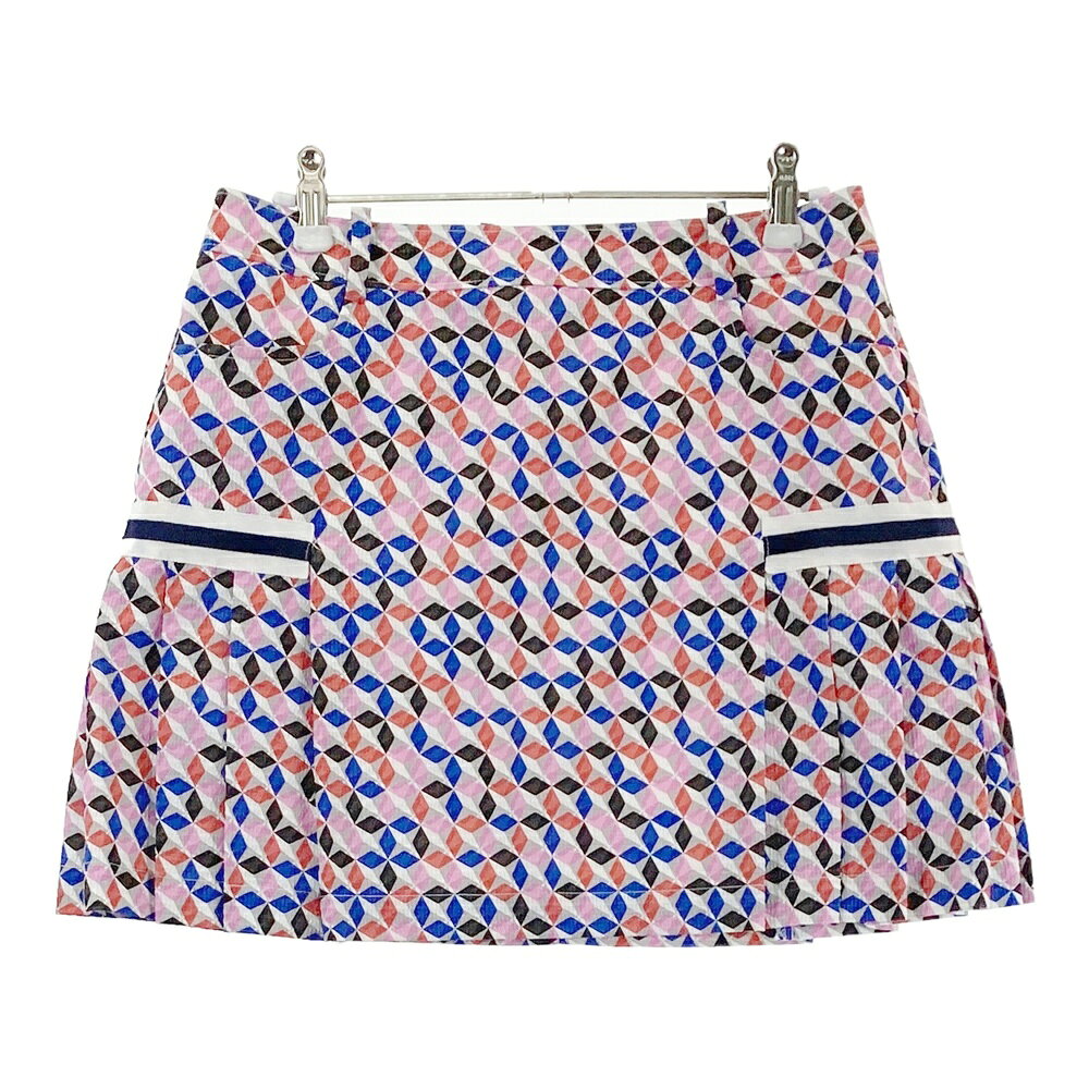 ARCHIVIO アルチビオ 裏地付 プリーツ切替 スカート 総柄 ピンク系 38 【中古】ゴルフウェア レディース