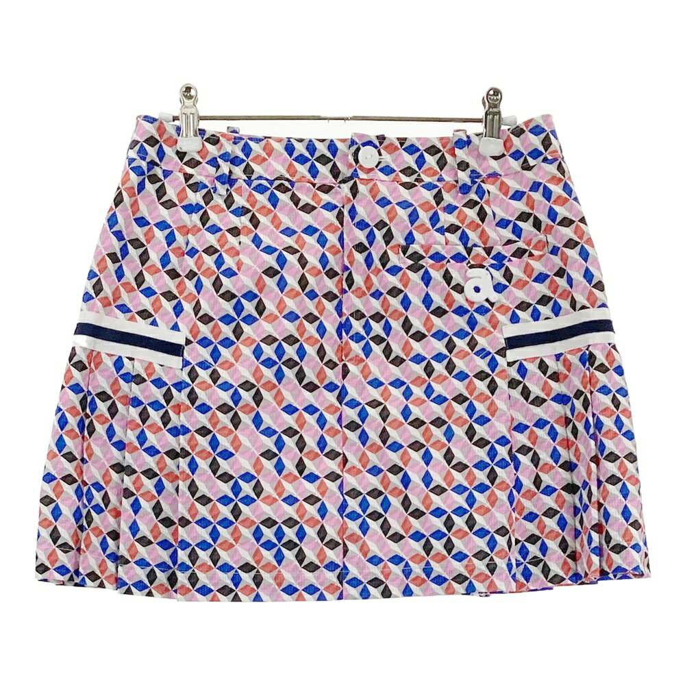 ARCHIVIO アルチビオ 裏地付 プリーツ切替 スカート 総柄 ピンク系 38 【中古】ゴルフウェア レディース