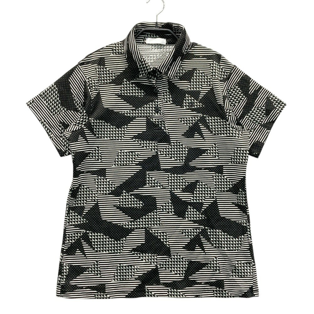 BRIDGESTONE GOLF ブリヂストンゴルフ TOUR B 半袖ポロシャツ 総柄 ブラック系 LL 【中古】ゴルフウェア レディース