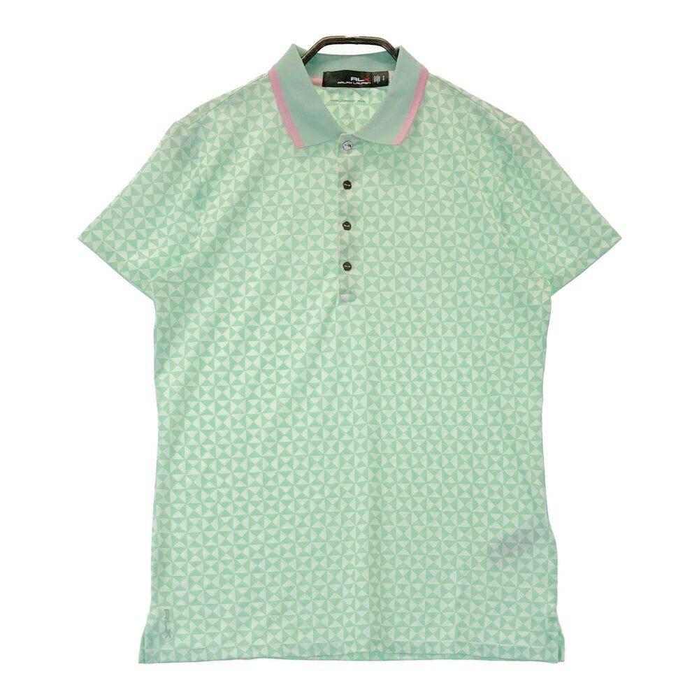 RLX ラルフローレン バックロゴ 半袖ポロシャツ 総柄 グリーン系 S 【中古】ゴルフウェア レディース
