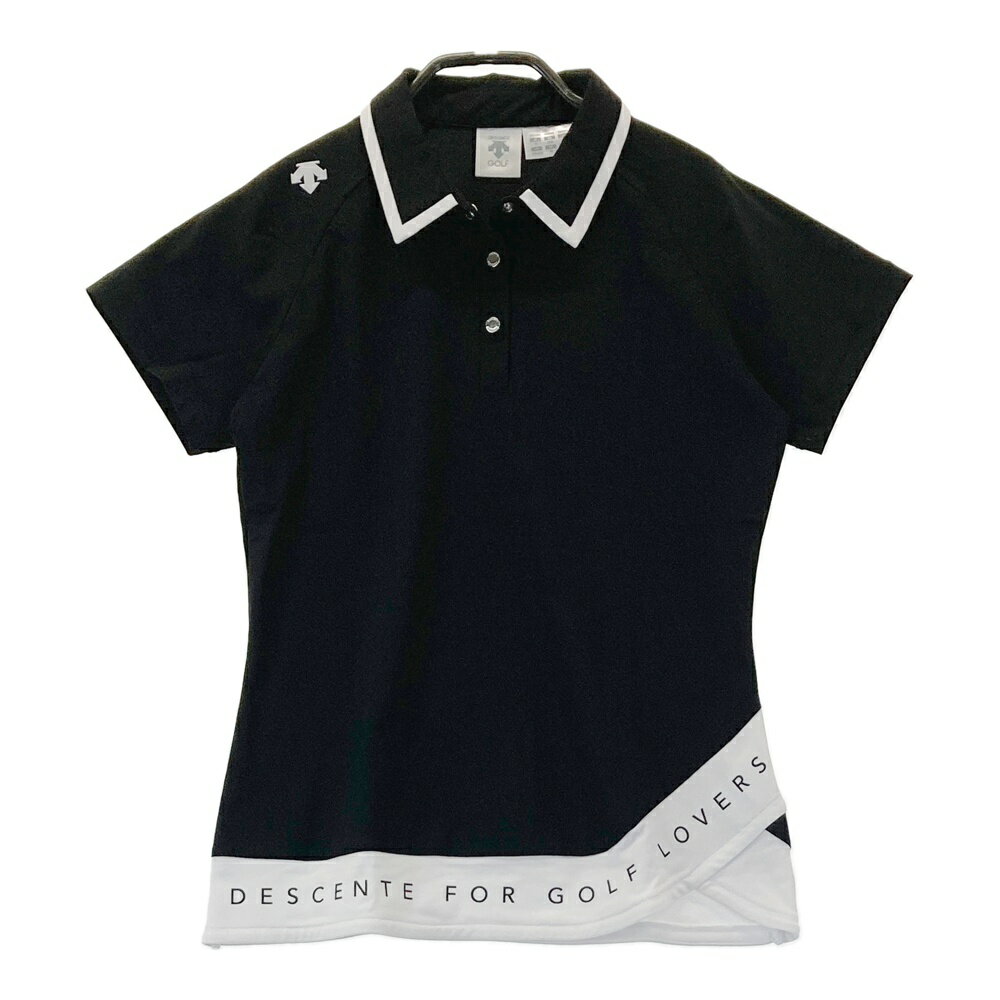 DESCENTE GOLF デサントゴルフ 半袖ポロシャツ ブラック系 S 【中古】ゴルフウェア レディース