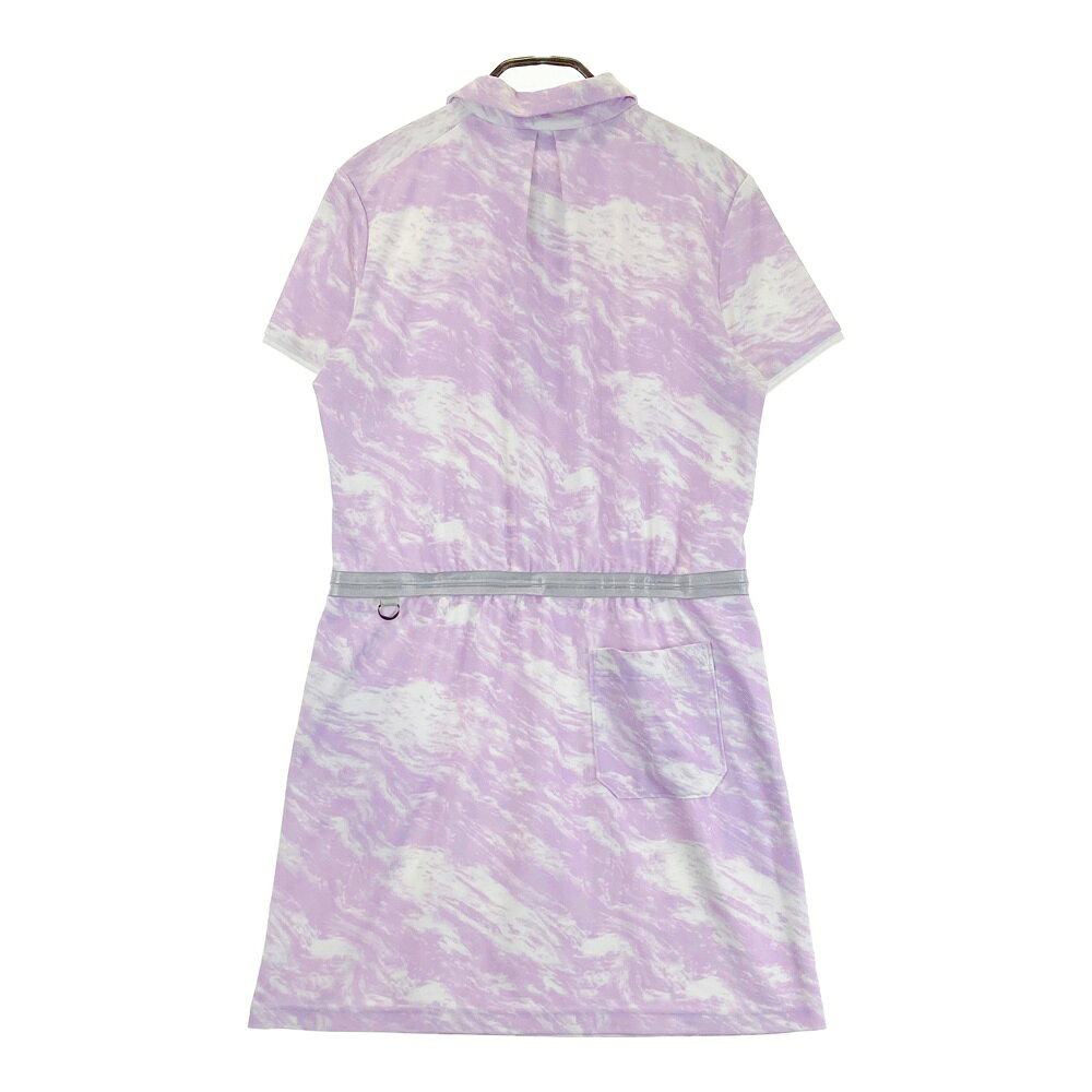 LANVIN SPORT ランバン スポール ハーフジップ 半袖ワンピース 総柄 パープル系 38 【中古】ゴルフウェア レディース