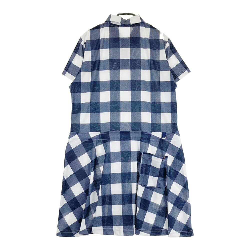 NEW BALANCE GOLF ニューバランス 半袖 ポロワンピース チェック柄 ネイビー系 2 【中古】ゴルフウェア レディース