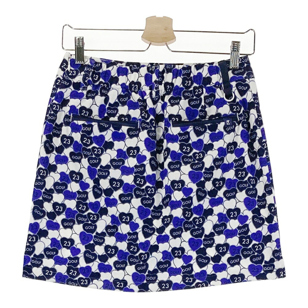 23区GOLF ニジュウサンクゴルフ ; ストレッチスカート ハート総柄 ホワイト系 1 【中古】ゴルフウェア レディース