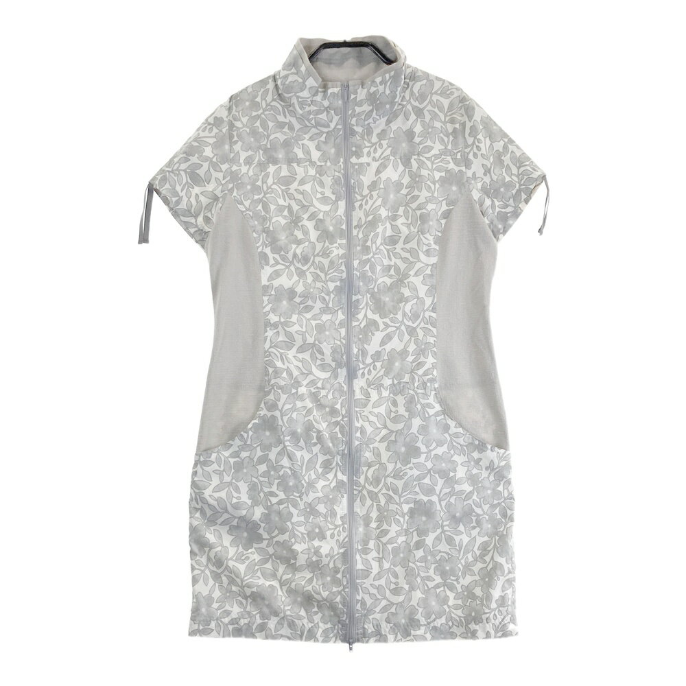 HEAL CREEK ヒールクリーク 002-69440 フルジップ 半袖ワンピース 花柄 グレー系 40 【中古】ゴルフウェア レディース