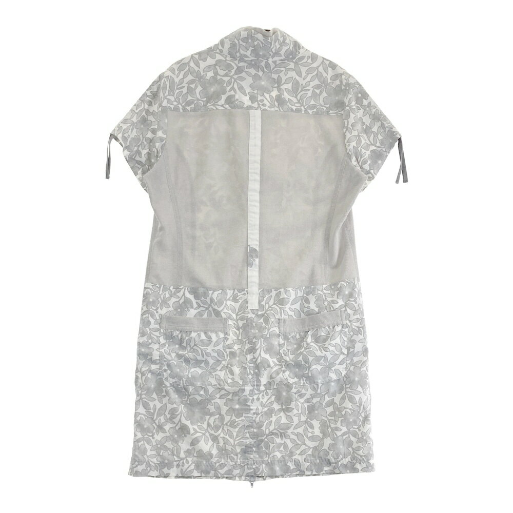 HEAL CREEK ヒールクリーク 002-69440 フルジップ 半袖ワンピース 花柄 グレー系 40 【中古】ゴルフウェア レディース