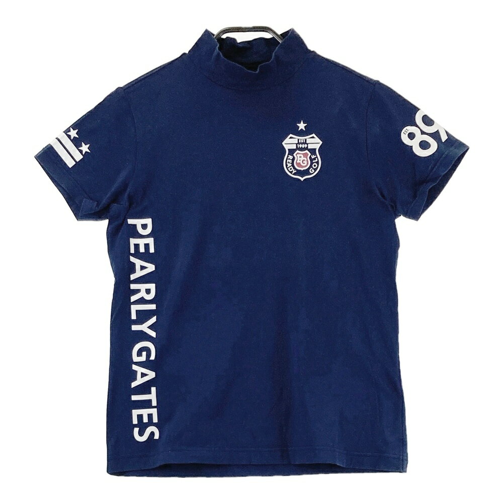 PEARLY GATES パーリーゲイツ ハイネック 半袖Tシャツ ネイビー系 1 【中古】ゴルフウェア レディース