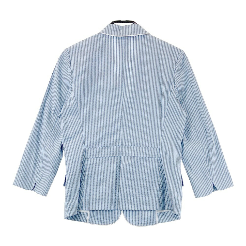 LANVIN SPORT ランバン スポール テーラードジャケット シアサッカー ストライプ柄 ブルー系 38 【中古】ゴルフウェア レディース