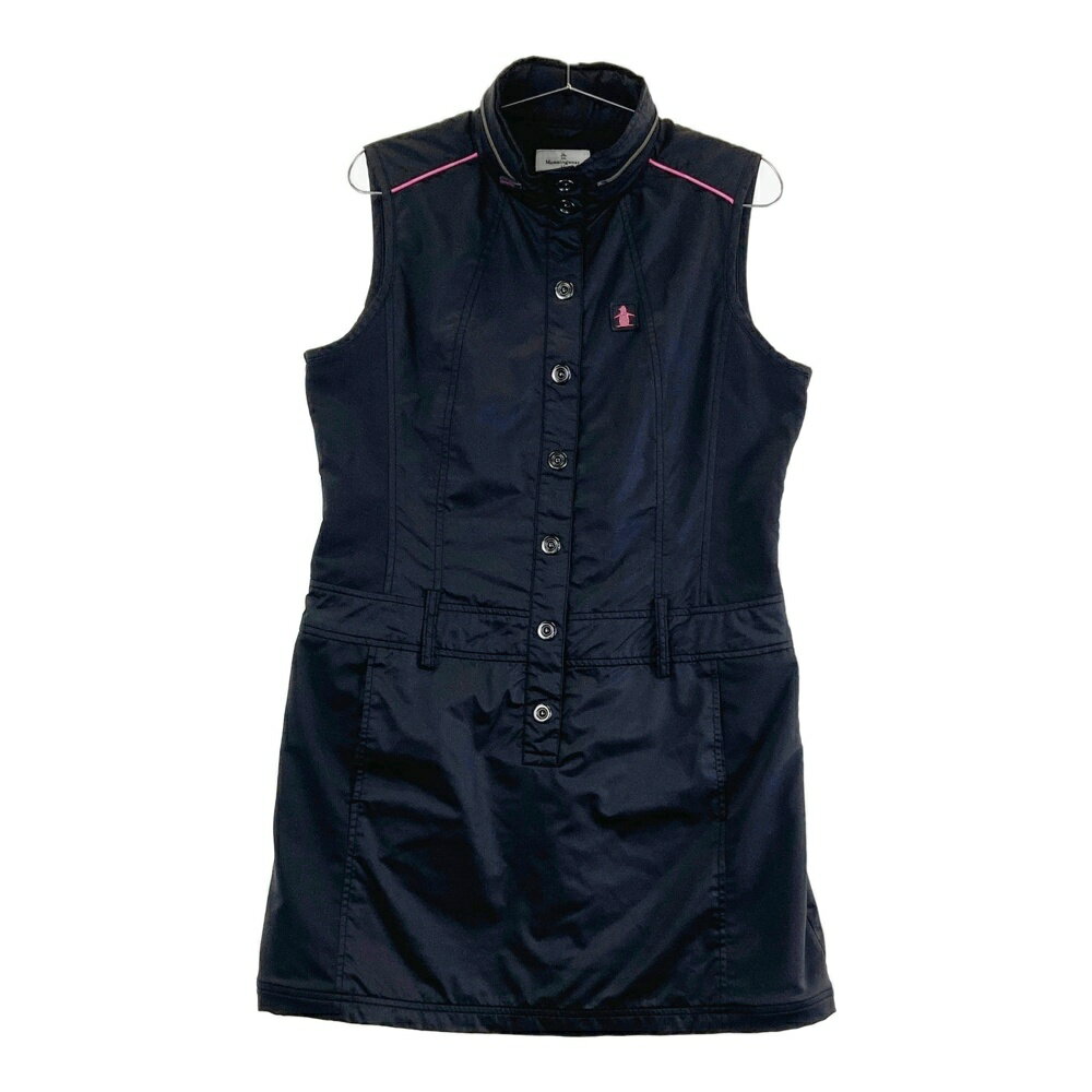 MUNSING WEAR マンシングウェア 裏地・フード付 ノースリーブワンピース ブラック系 LL 【中古】ゴルフウェア レディース
