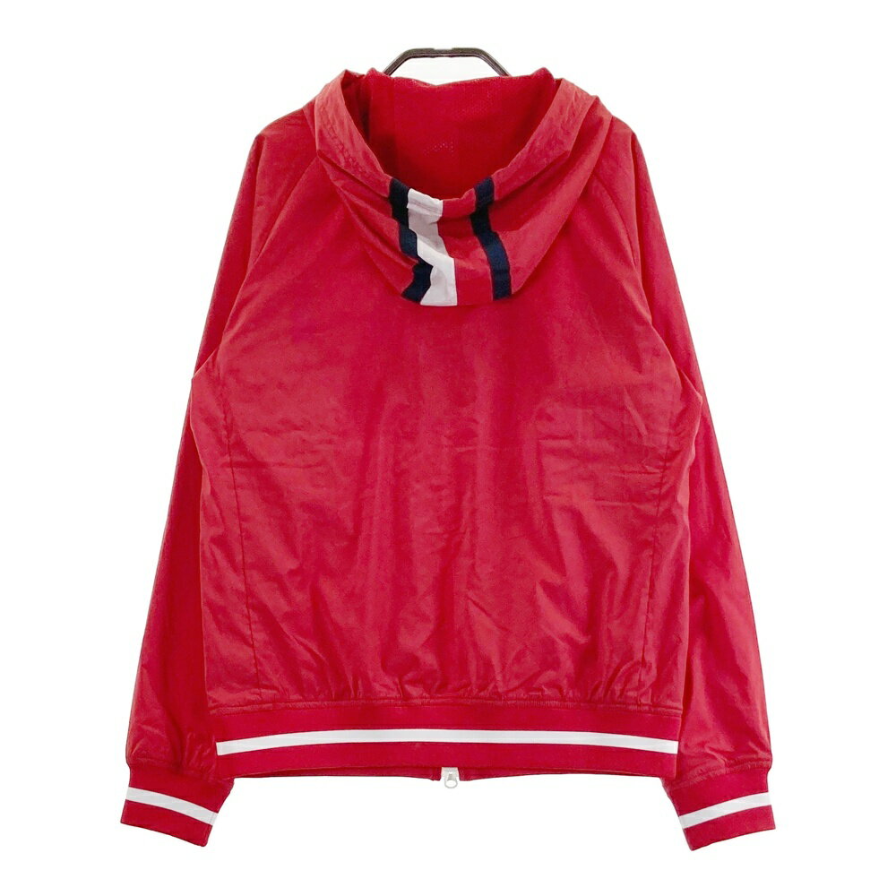 TOMMY HILFIGER GOLF トミー ヒルフィガーゴルフ フード付き 裏メッシュ 長袖ジャケット レッド系 M 【中古】ゴルフウェア レディース