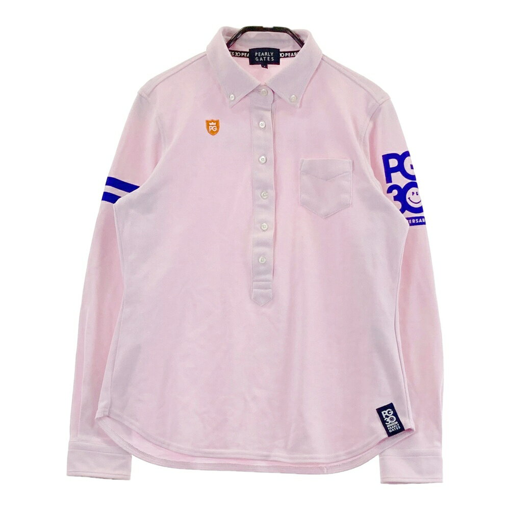 PEARLY GATES パーリーゲイツ 30周年モデル 長袖ポロシャツ ボタンダウン ピンク系 1 【中古】ゴルフウ..