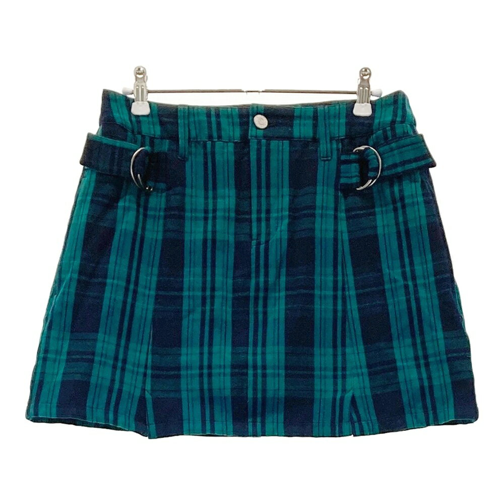 JACK BUNNY ジャックバニー インナー付きストレッチスカート チェック柄 グリーン系 2 【中古】ゴルフ..