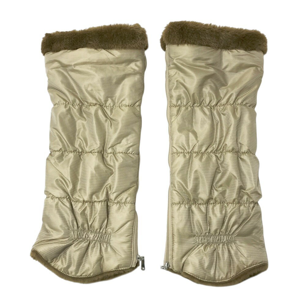 MUNSING WEAR マンシングウェア 中綿 レッグウォーマー ファー 千鳥柄 ベージュ系 【中古】ゴルフウェア