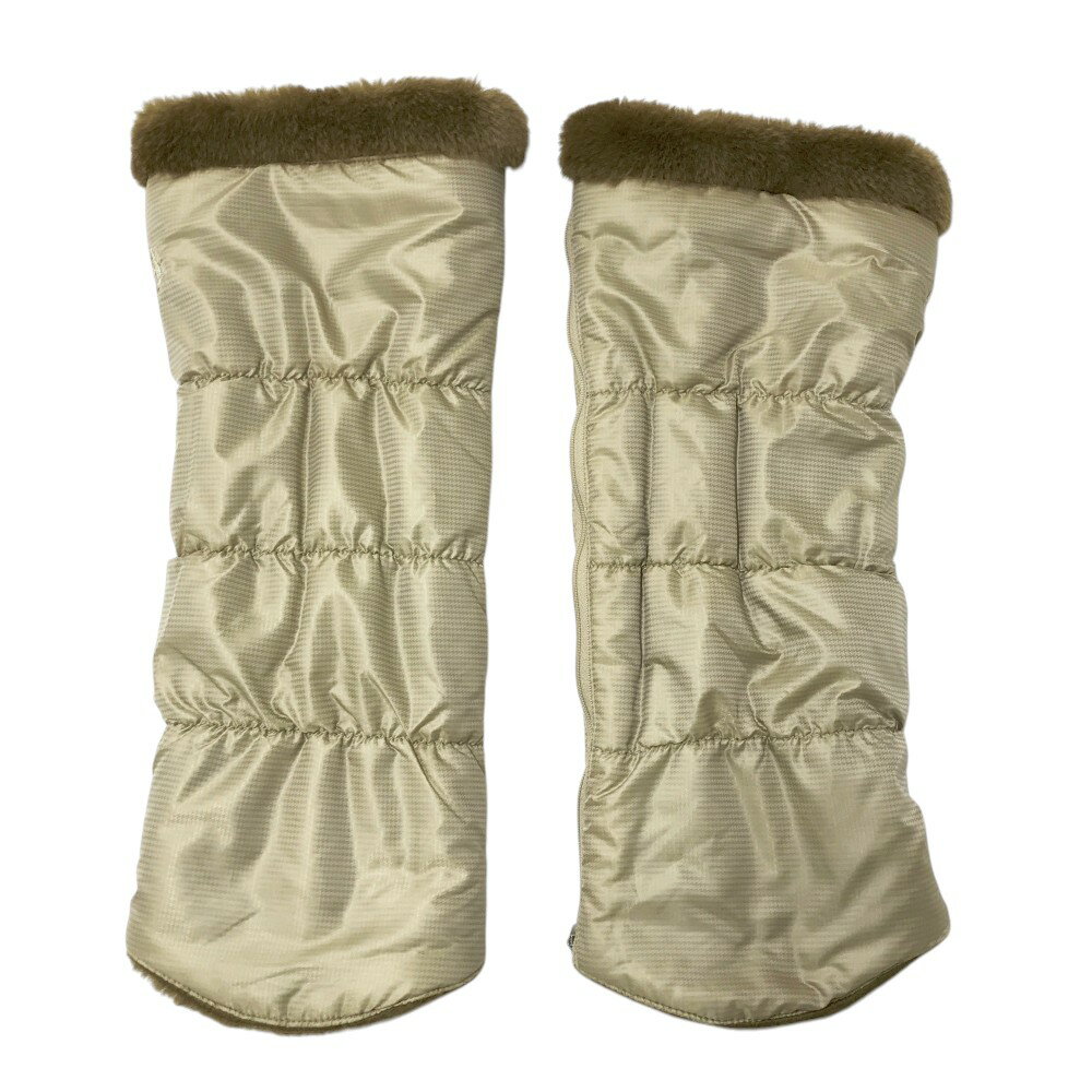 MUNSING WEAR マンシングウェア 中綿 レッグウォーマー ファー 千鳥柄 ベージュ系 【中古】ゴルフウェア