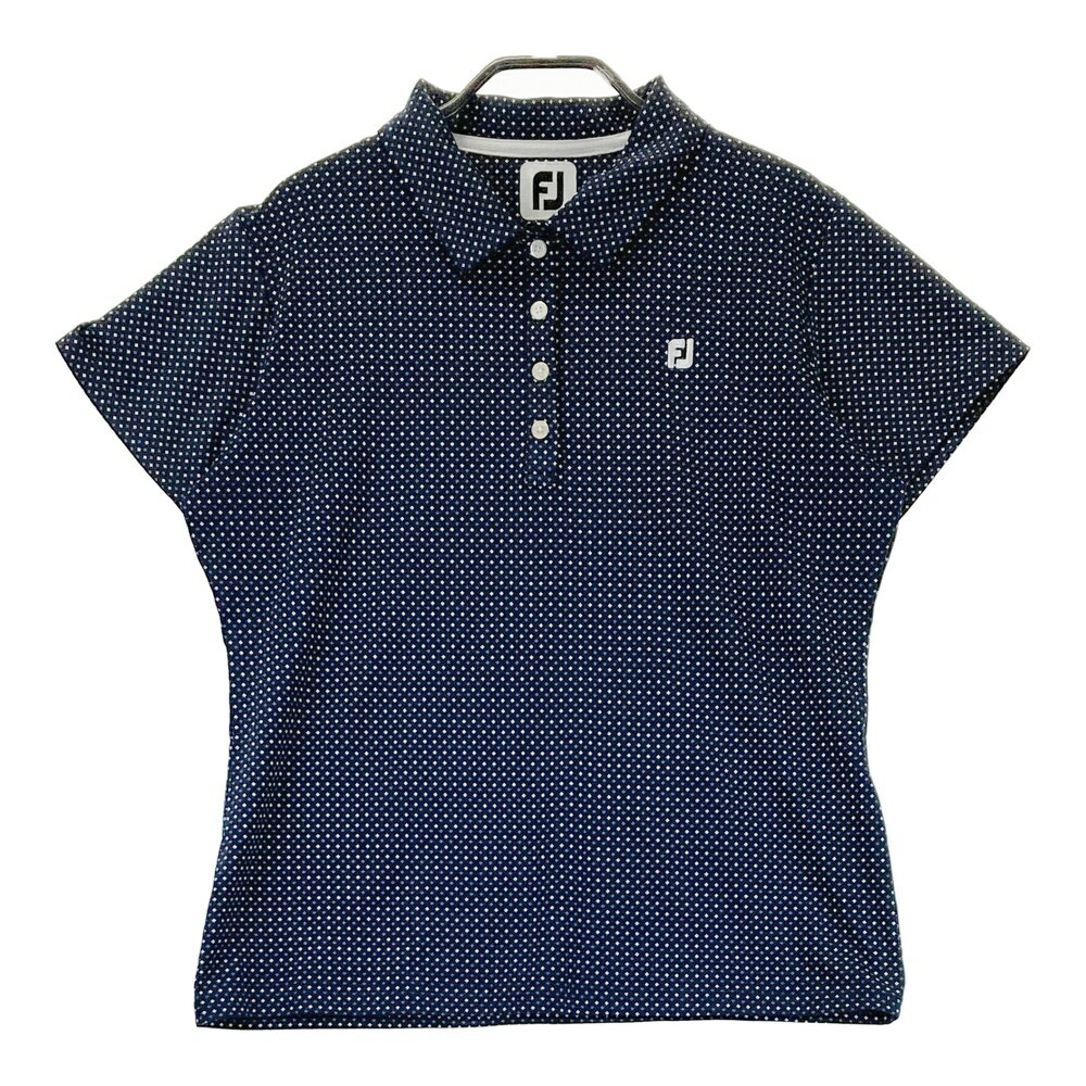 FOOT JOY フットジョイ 半袖ポロシャツ 総柄 ネイビー系 XL 【中古】ゴルフウェア レディース