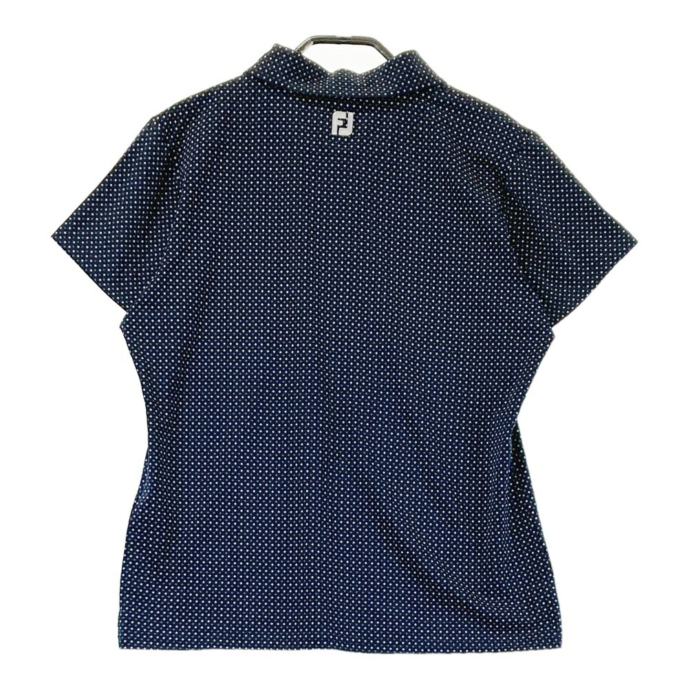 FOOT JOY フットジョイ 半袖ポロシャツ 総柄 ネイビー系 XL 【中古】ゴルフウェア レディース