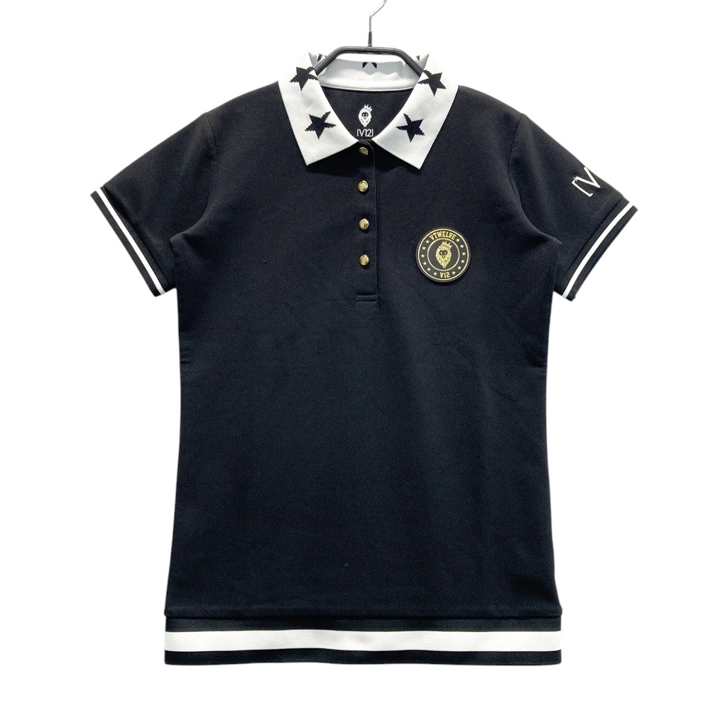 V12 ヴィトゥエルヴ 半袖ポロシャツ ブラック系 O 【中古】ゴルフウェア レディース