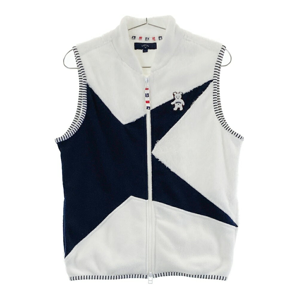 CALLAWAY キャロウェイ キャロウェイベア ボア ジップベスト ホワイト系 L 【中古】ゴルフウェア レディース