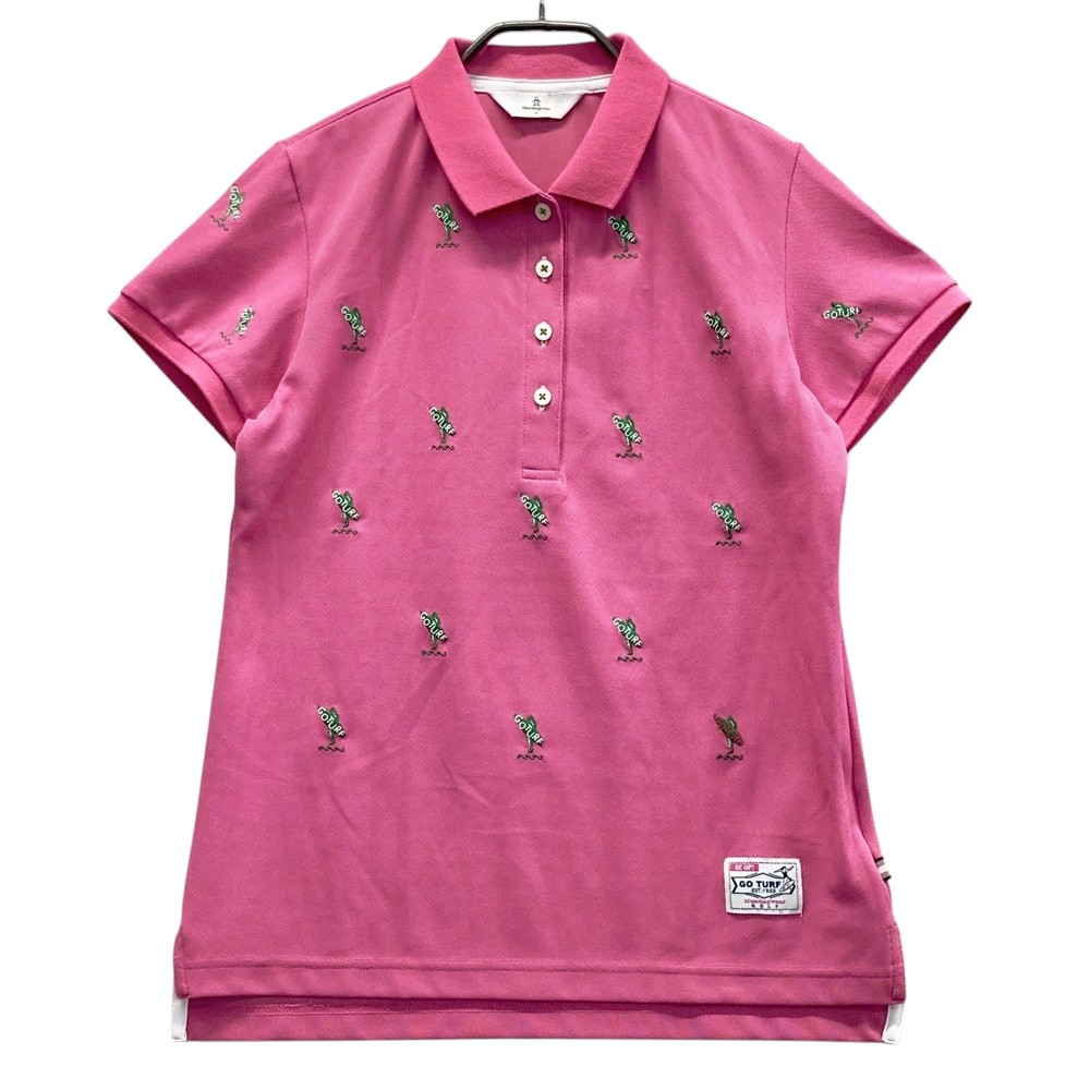 MUNSING WEAR マンシングウェア 半袖ポロシャツ 総柄 ピンク系 L 【中古】ゴルフウェア レディース