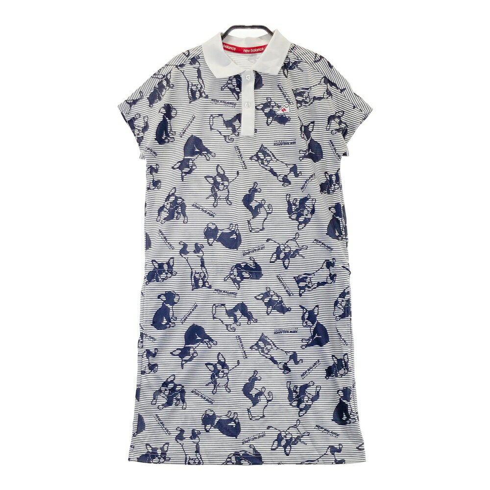 NEW BALANCE GOLF ニューバランス 半袖ワンピース ボストンテリア ボーダー柄 ネイビー系 0 【中古】ゴルフウェア レディース
