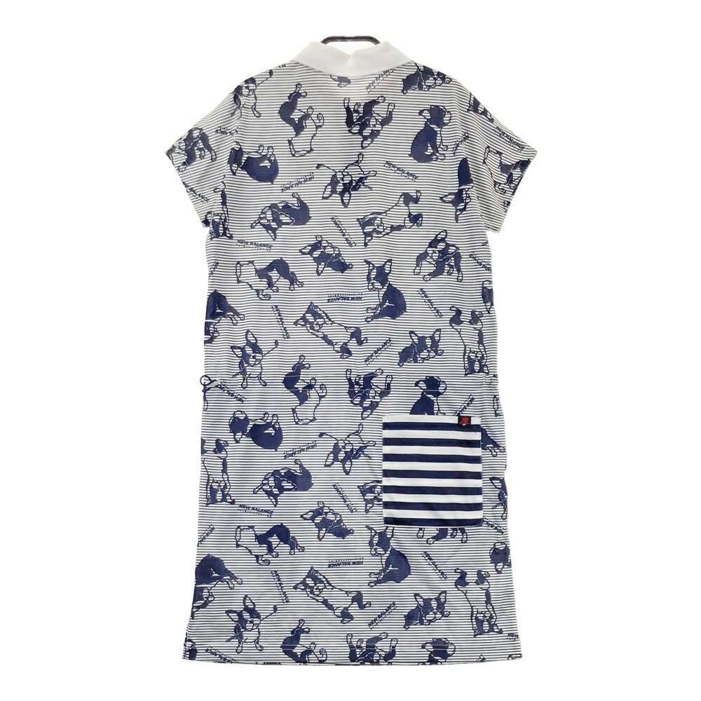 NEW BALANCE GOLF ニューバランス 半袖ワンピース ボストンテリア ボーダー柄 ネイビー系 0 【中古】ゴルフウェア レディース