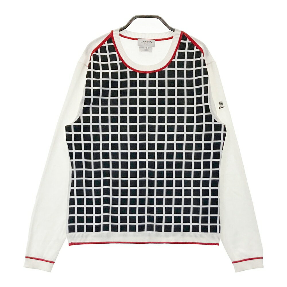 LANVIN SPORT ランバン スポール ニットセーター 格子柄 ブラック系 40 【中古】ゴルフウェア レディース