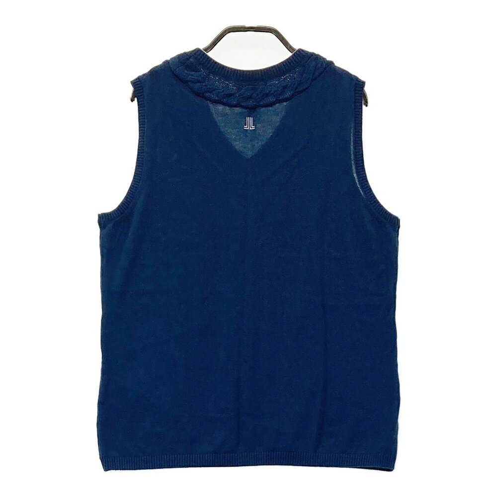 LANVIN SPORT ランバン スポール シルク混 ニットベスト ネイビー系 40 【中古】ゴルフウェア レディース