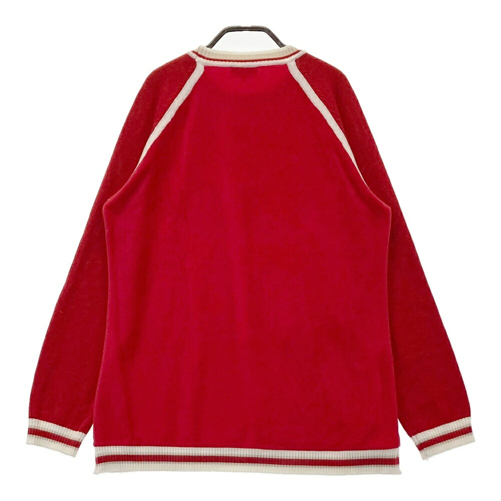 LANVIN SPORT ランバン スポール ニットセーター ベロア切替 レッド系 40 【中古】ゴルフウェア レディース