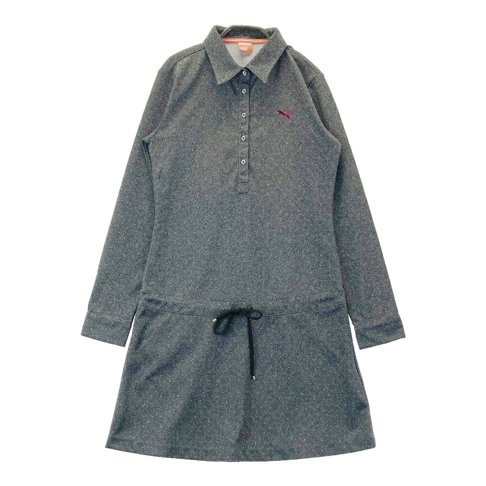 PUMA GOLF プーマゴルフ 半袖ワンピース ドット柄 グレー系 L 【中古】ゴルフウェア レディース